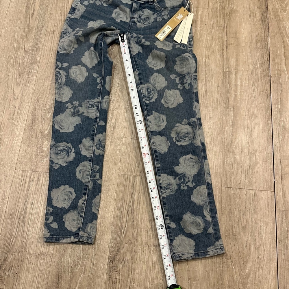 NWT Lauren Conrad Malibu Blue Floral Denim The Pencil Jeans size 0 - Picture 10 of 12